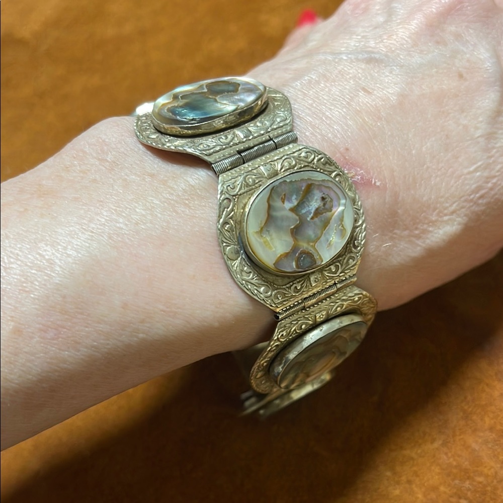 Vintage Mexican Elegant Silver and Abalone Women's Bracelet